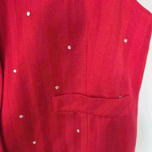 Vintage Red Rhinestone Women's Vest, Size Medium - Picture 7 of 7